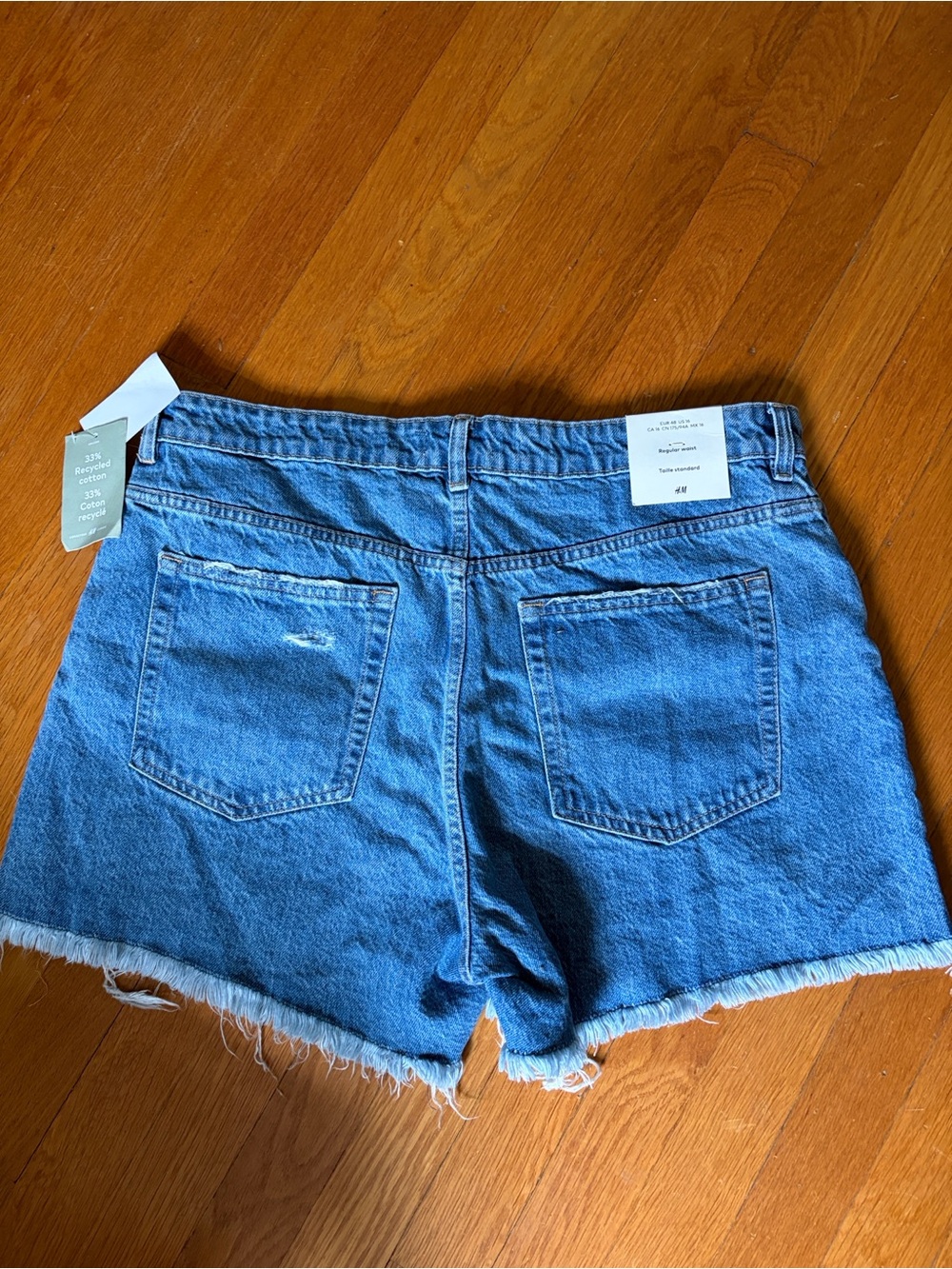 H&M Blue Distressed Denim High-Waist Women's Shorts